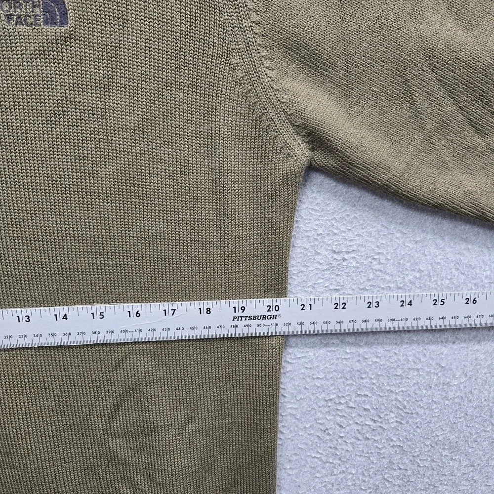 VINTAGE The North Face Men Sweatshirt L Olive A5 Wool Embroidered Quarter Zip